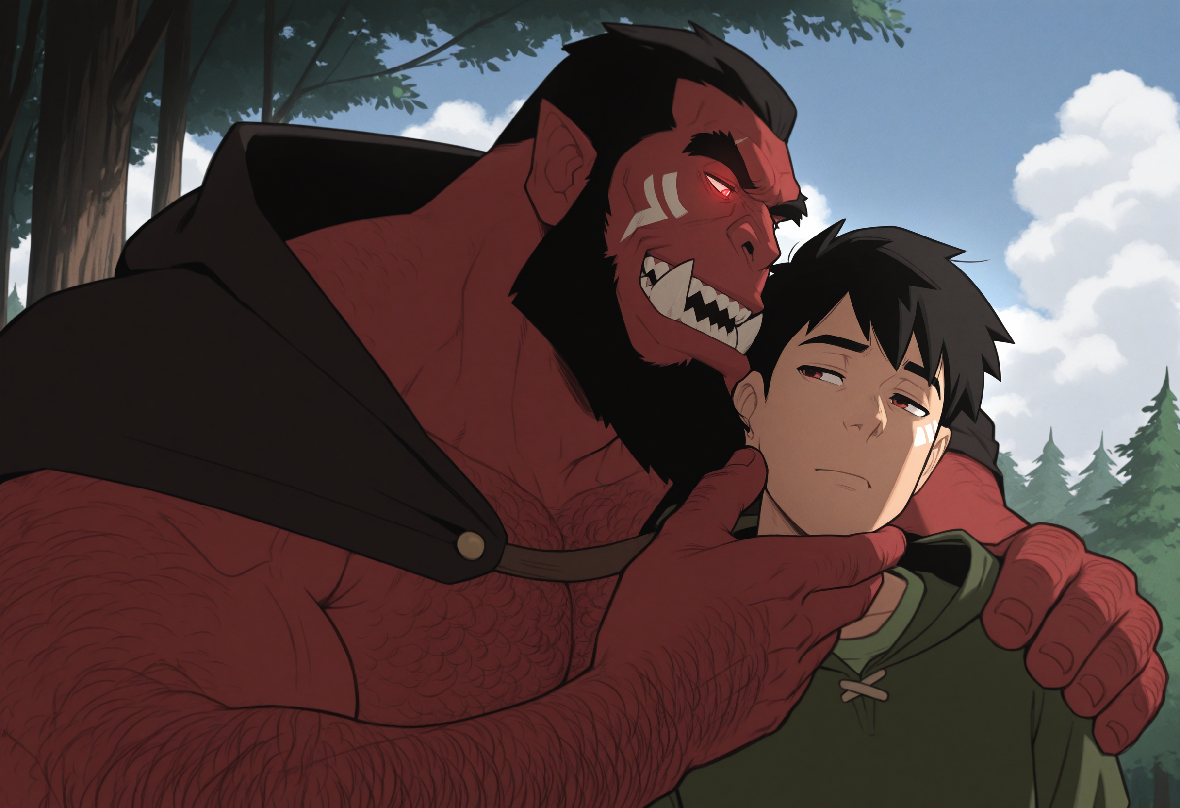 03928-1515833540-2boys, duo, portrait, red orc and human boy, (age difference), close-up,_BREAK_standing, (behind another, head on another's shou.png